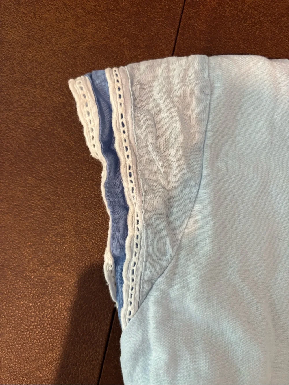 Well Dressed Wolf White Dress with Navy & Light Blue Trim